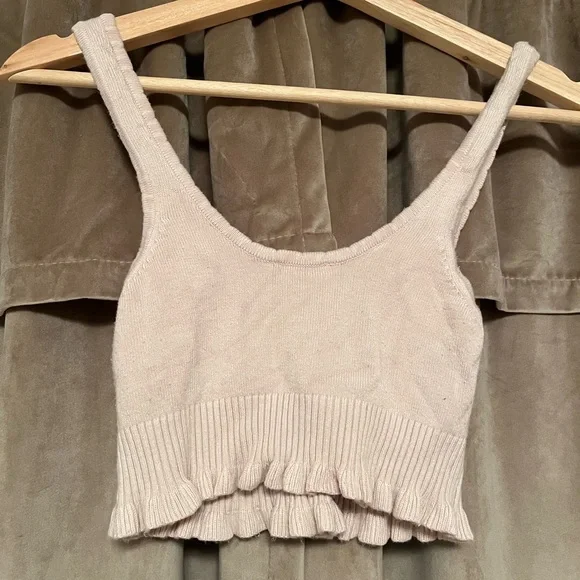 Free People White Ribbed Ruched Crop Tank Top - Picture 3 of 3
